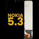 Pantalla LCD refurbished para Nokia 5.3 (modelos TA-1223, TA-1227), lista para reparación de display roto.