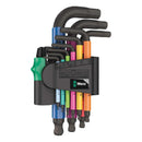 Set de llaves Allen hexagonales Wera Hex-Plus métricas multicolores de 9 piezas para tornillos.