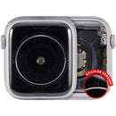 Tapa trasera plateada usada Apple Watch Series 5 44mm (A2095, A2157) de aluminio, repuesto para reparación.
