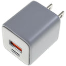 Adaptador de pared AmpSentrix Pro 30W GaN titanio natural, 2-en-1 USB-C y USB-A, para carga rápida.