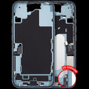 Chasis medio iPhone 16 A3081 usado color teal, con puerto de carga y pequeñas partes para reparación.