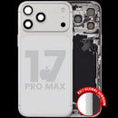Tapa trasera plateada usada para iPhone 17 Pro Max, con puerto de carga flex y pequeñas partes, versión global.