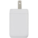Cargador de pared USB-C 40W AmpSentrix blanco, enchufe US, carga rápida para iPhone y Samsung.