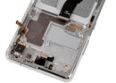 Pantalla OLED con marco para Samsung Galaxy S21 Ultra 5G en color Phantom Silver, pieza de repuesto para reparación.