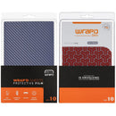 Paquete de 10 skins Wrapd de vinilo azul con patrón de fibra de carbono para proteger dispositivos.