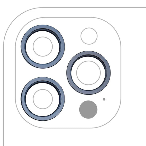 Compra al mayor este set de 3 anillos bisel para cámara trasera en Guatemala para reparaciones de iPhone 12 Pro Max en color Pacific Blue.