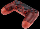 Control alámbrico DoubleShock 4 rojo cristalino para PlayStation 4, con cable USB, ideal para videojuegos.