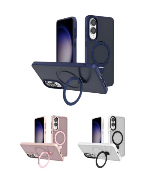 Encuentra la carcasa de carga inalámbrica Carbon con soporte de anillo para Samsung Galaxy S25E en Guatemala.