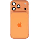 Tapa trasera Cosmic Orange usada para iPhone 17 Pro A29XX con puerto de carga y piezas pequeñas, repuesto de reparación.