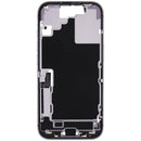 Tapa trasera lavanda de iPhone 17 US OEM usada, con puerto de carga y piezas pequeñas.