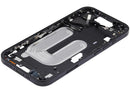 Mid-frame housing negro para iPhone 16 A3081 con botones de encendido y volumen, repuesto Aftermarket Plus.
