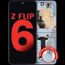 Pantalla OLED interna azul con marco para Samsung Galaxy Z Flip 6 (F741), repuesto Aftermarket Plus.