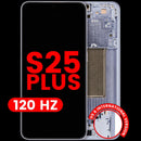 Pantalla OLED con marco para Samsung Galaxy S25 Plus 5G en color Icy Blue, repuesto para reparación de display.