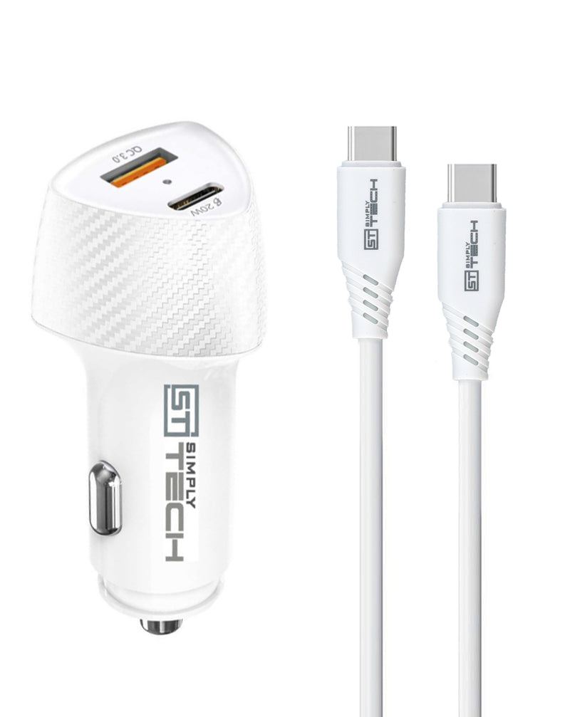 Encuentra el cargador de auto USB-A con cable USB C-C de 38W en Guatemala para tu dispositivo móvil.