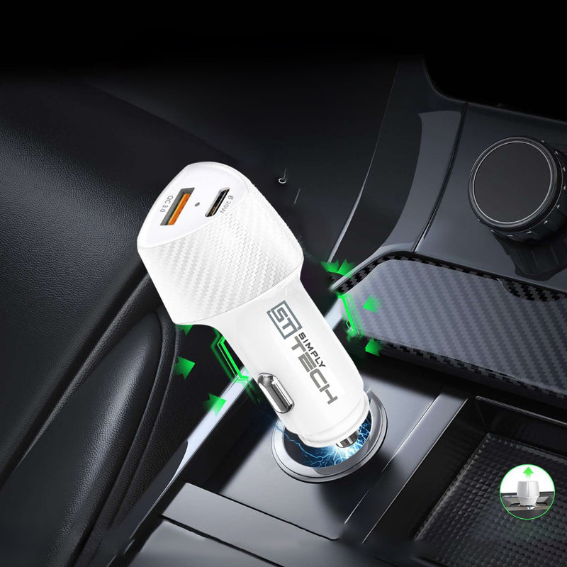 Encuentra el cargador de auto USB-A con cable USB C-C de 38W en Guatemala para tu dispositivo móvil.