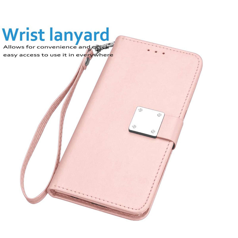 Protege tu iPhone 11 Pro Max con una elegante funda billetera de cuero color Rose Gold en Guatemala.