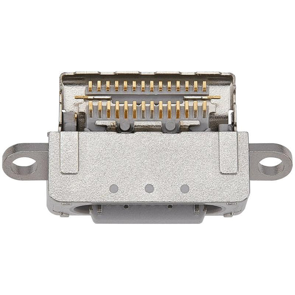 Puerto de carga iPad Pro 11 5th Gen / Pro 13 7th Gen en Guatemala para reparaciones, componentes iPad de calidad premium, se requiere soldadura, disponible en pack de 10, color plateado.