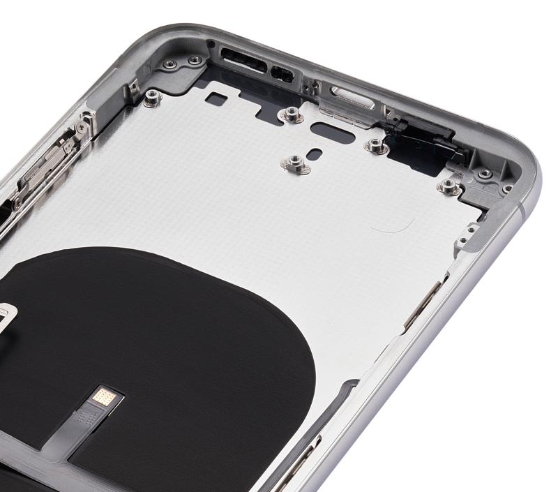 Tapa trasera para iPhone XS con componentes pequeños pre-instalados (Plata)