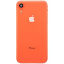 Tapa trasera de iPhone XR Coral Refurbished (A1984, A2105, A2106) con logo Apple, repuesto de carcasa.