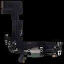 Puerto de carga flex cable verde para iPhone 13 (A2482), repuesto original para reparación y carga.
