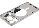 Chasis medio iPhone 15 Pro Max A2849 titanio blanco, grado B, con pequeñas piezas OEM.