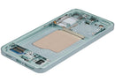 Pantalla OLED verde menta con marco para Samsung Galaxy S25 5G, repuesto premium para reparación.