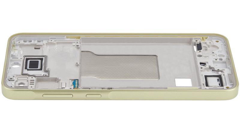 Carcasa intermedia Samsung Galaxy A35 (A356 / 2024) Lemon disponible para reparaciones en talleres de Guatemala.