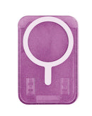 Soporte magnético SlowBack púrpura con diseño glitter para tarjetas, accesorio elegante para tu celular.