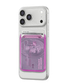 Soporte magnético SlowBack púrpura con diseño glitter para tarjetas, accesorio elegante para tu celular.