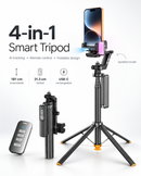 Trípode palo selfie SlowBack negro con seguimiento IA, rotación 360°, y control remoto para estabilizar tu celular.
