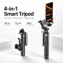 Trípode palo selfie SlowBack negro con seguimiento IA, rotación 360°, y control remoto para estabilizar tu celular.