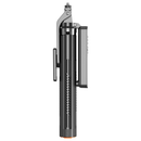 Trípode selfie stick negro con rotación 360° y botón auto pop-up, ideal para fotografía y videollamadas con celular.