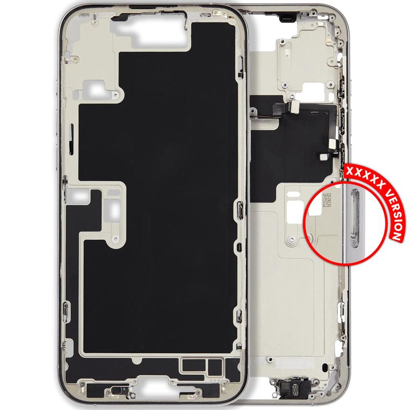 Reparación de marco medio con botón de encendido y volumen para iPhone 16 Pro Max en Guatemala.