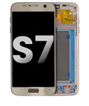 Pantalla OLED Samsung Galaxy S7 Gold con marco, ideal para reparación de display G930.