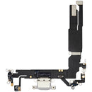 Cable flex blanco usado para puerto de carga iPhone 16 con conectores A3083, A3292, A3293, repuesto Apple.