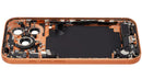 Tapa trasera usada iPhone 17 Pro Cosmic Orange A32XX con puerto de carga y pequeñas partes.