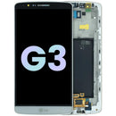 Pantalla LCD blanca LG G3 D850 D851 D855 con frame original para reparación de display roto.