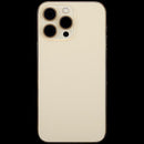 Tapa trasera dorada de iPhone 14 Pro Max A2651 OEM usada, con puerto de carga y piezas pequeñas.