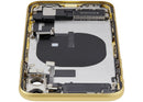 Tapa trasera amarilla para iPhone 11 (A2111) con puerto de carga y piezas pequeñas, grado B OEM.