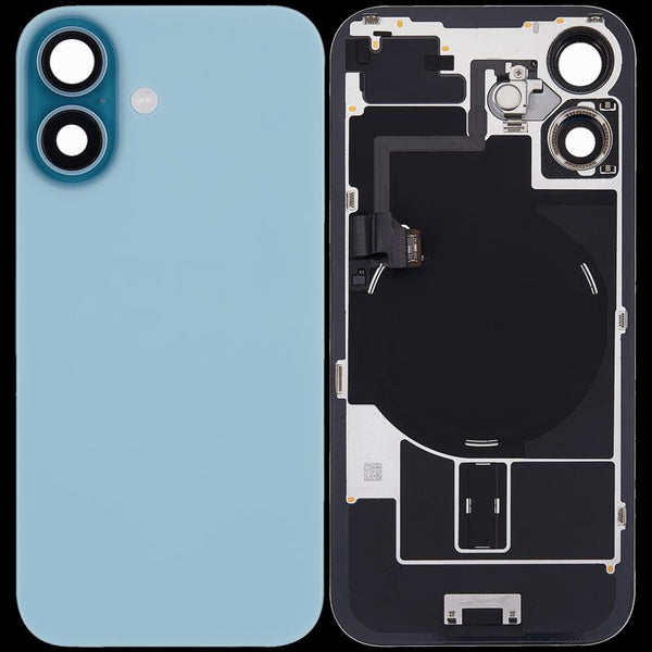 Compra una tapa trasera usada con placa de acero y carga inalámbrica para tu iPhone 16 en Guatemala, ideal para reparaciones y reemplazos.
