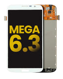Pantalla LCD blanca refurbished sin marco para Samsung Galaxy Mega 6.3 (SGH-i527), ideal para reparación de display roto.