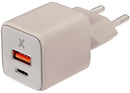 Cargador de pared GaN 30W AmpSentrix Pro USB-C/USB-A, enchufe EU, color Desert Titanium.