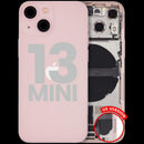 Tapa trasera iPhone 13 Mini A2481 US usada, con puerto de carga y pequeñas partes, ideal para reparación.
