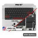 Tapa superior plateada original de MacBook Pro 16 A3403 2024 con batería y teclado ANSI US.