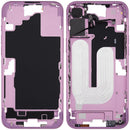 Chasis medio rosa iPhone 16 Plus (A2894, A3089) con botones de encendido y volumen para reparación.
