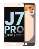 Pantalla Samsung Galaxy J7 Pro (J730) dorada original Service Pack, con display LCD y marco.