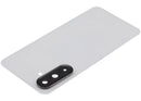Tapa trasera blanca de repuesto para Samsung Galaxy A36 5G (SM-A366E) con lente de cámara.