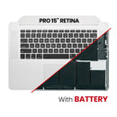 Encuentra tapa superior con batería y teclado para MacBook Pro 15 Retina (A1398 / Mid 2015) en Guatemala en talleres de reparación de laptops y mayoristas de partes de computadoras.