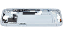 Chasis medio iPhone 15 azul (A2846) usado con piezas pequeñas, ideal para reparación de estructura.