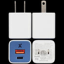 Cargador de pared GaN 30W AmpSentrix Pro Ultramarine USB-C y USB-A, para carga rápida de accesorios.